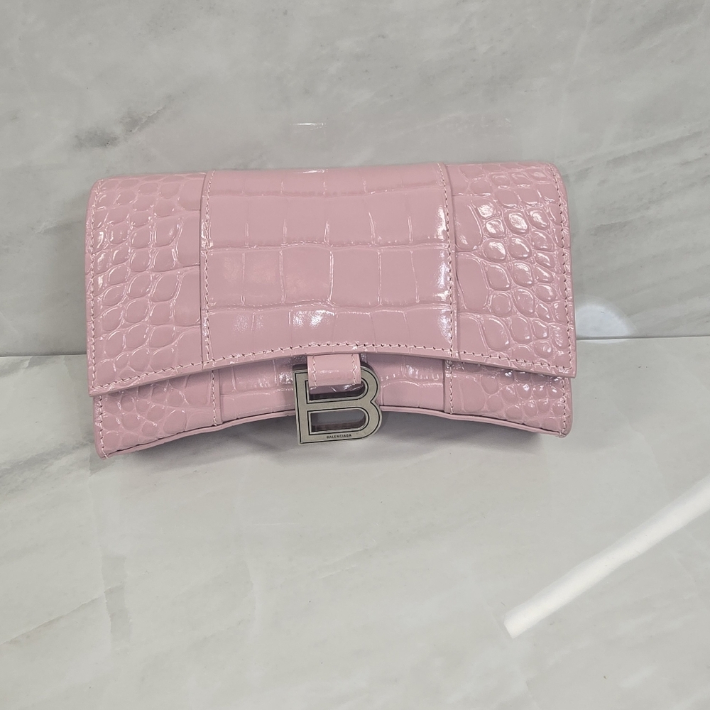 Balenciaga Pink Croc-Embossed Bag